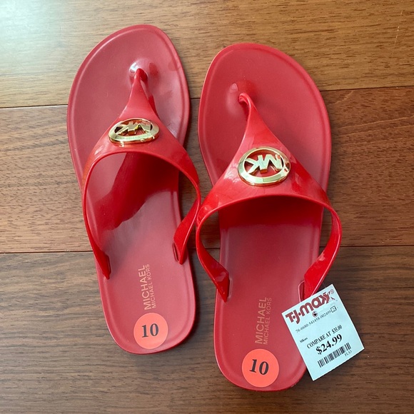 MICHAEL Michael Kors Shoes - michael kors red rubber sandals size 10